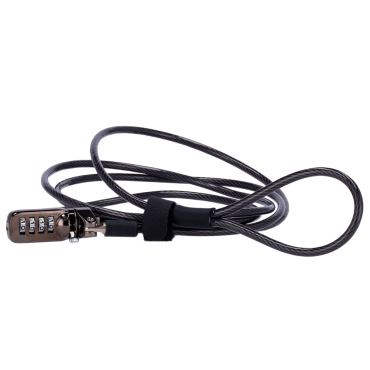 EAS anti-theft cord - Suitable for laptops - Opening with code of 4 digits - Lock dimensions: 5 (W) x 7 (H) mm - Cord length: 200 mm - Made of steel and aluminum