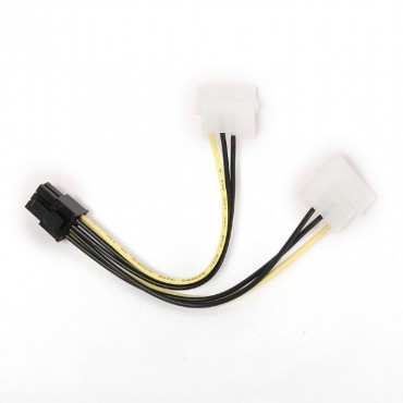 Internal power adapter cable for PCI express, 6 pin to Molex x 2 pcs