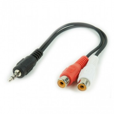 3.5 mm plug to 2 x RCA sockets stereo audio cable, 0,2 m