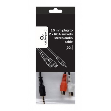 3.5 mm plug to 2 x RCA sockets stereo audio cable, 0,2 m