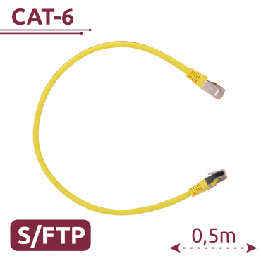 SFTP Cable - Ethernet - RJ45 Connectors - Category 6A - 0,5 m - Yellow color