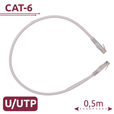 UTP Cable - Ethernet - RJ45 Connectors - Category 6 - 0,5 m - White color