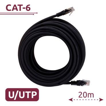 UTP cable - Ethernet - RJ45 Connectors - Category 6 - 20 m - Black colour