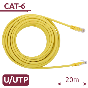 UTP cable - Ethernet - RJ45 Connectors - Category 6 - 20 m - Yellow colour