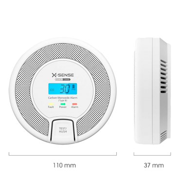 X-Sense Standalone Carbon Monoxide Alarm - Allows connecting 24 RF detectors 868MHz - Replaceable battery - Indicator light and audible alarm 85 dB at 3m - Test button and LCD screen - Certified EN 50291