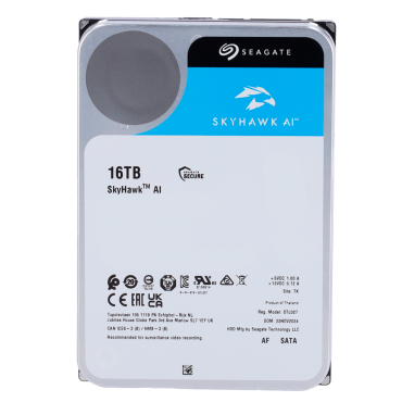 Seagate Skyhawk Hard Drive - Capacity 16 TB - SATA interface 6 GB/s - Up to 32 transmissions of artificial intelligence - Model ST16000VE002 - Network Video Recorder (NVR) Special