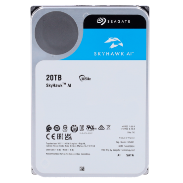 Seagate Skyhawk Hard Drive - Capacity 20 TB - SATA interface 6 GB/s - Up to 32 transmissions of artificial intelligence - Model ST20000VE002 - Network Video Recorder (NVR) Special