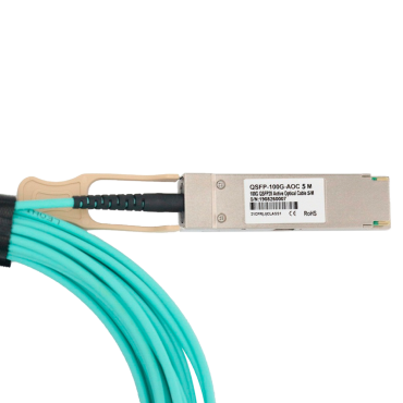 QSFP28 direct connection cable - 100Gbps speed - QSFP28 modules at both ends - Ideal for Stacking between Switches - 5 Meters in Length - Optical Cable