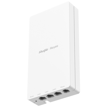 Reyee e-Lighten PON - Wi-Fi Omni-directional Wall AP 5 - Supports 802.11 b/g/n/ac Wave 1 and 2 2.4GHz and 5GHz - Transmission speed up to 1167 Mbps - 3x Ports RJ45 Gigabit 1x Port RJ11 Telephony - 1 x SC PON Uplink Port 1G