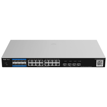 Reyee E-Lighten Switch Cloud Layer 3 - 16 ports RJ45 Gigabit + 4 SFP+ 10 ports Gbps - 8 E-Lighten SFP Ports (PON/Ethernet) - Static LAG/DHCP Snoop/IGMP Snoop/Port Mirror - VLAN/Port Isolation/STP/RSTP/ACL/QoS/802.1X - DHCP 