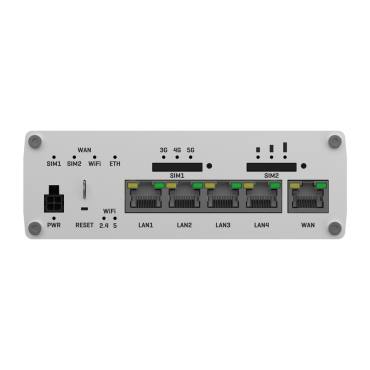 Teltonika Router 5G Industrial - 5G Sub-6Ghz SA/NSA - Dual SIM Dual Modem - WiFi 5 - GNSS positioning - 5 Ethernet RJ45 Gigabit ports