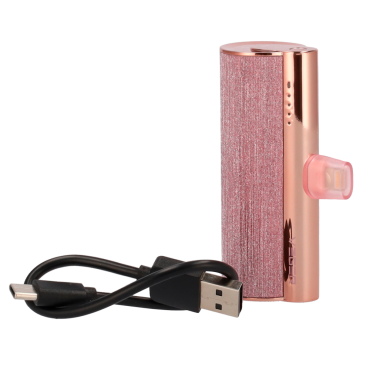 VEGER Mini Power bank with LEDs for charging - Capacity 5000mAh - USB-C input - Lightning connector output - Load 1 device - Metallic pink