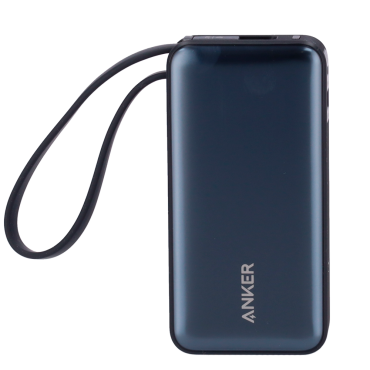 Anker Power bank with display - Capacity 10000mAh - Inputs integrated cable, USB-C port - Integrated cable outputs, USB-C, USB-A - Integrated cable: USB-C - Fast charging | 3 devices at a time