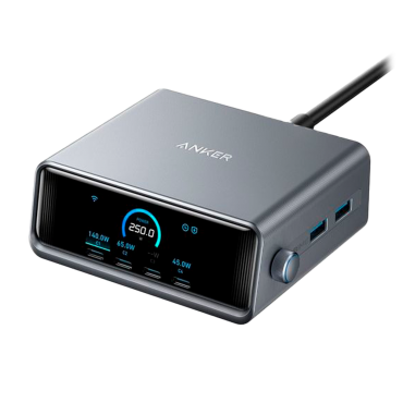 Anker - Desktop charger - Power 250W - x USB-C, 2x USB-A Outputs - Loads 4 devices at a time - LCD display | GaNPrime technology