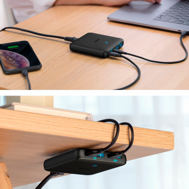 Anker - Desktop charger - 65W Fast charge - 2x USB-C, 2x USB-A Outputs - Loads 4 devices at a time - Black colour