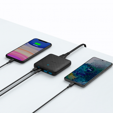 Anker - Desktop charger - 65W Fast charge - 2x USB-C, 2x USB-A Outputs - Loads 4 devices at a time - Black colour