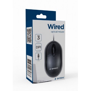 Wired optical mouse, USB, black - Compact & lightweight design - Plug & Play - no drivers required