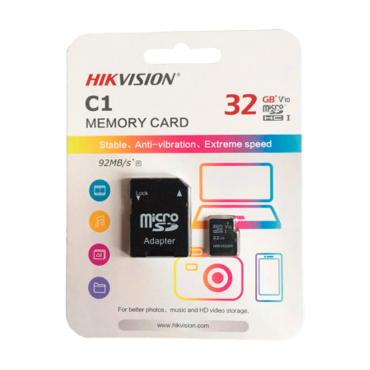 Hikvision Memory Card - Capacity 32 GB - Class 10 U1 - To 300 writing cycles - FAT32 - Ideal for mobiles, tablets, etc