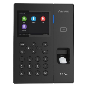 Anviz Time and attendance and access control - Fingerprint, EM/MF card and keypad - 5.000 users | 100.000 records - WiFi, TCP/IP, USB, RS232, relay - 8 Time and attendance modes - Anviz CrossChex Software