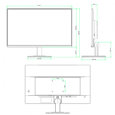 Monitor SAFIRE LED 27" - Designed for video surveillance 24/7 - (1920x1080) Full HD resolution - Format 16:9 - Inputs: 1xHDMI, 1xVGA - VESA 100x100 support mm