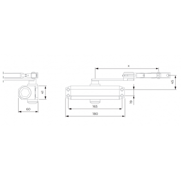 Articulated arm door closer - Surface and reversible installation - Opening with reduced force - Doors between 25~100 kg and 850~1250 mm - Two adjustable closing speeds - For all types of doors