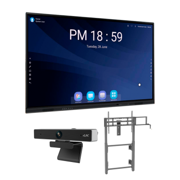 Interactive display 75" with 4K resolution - USB webcam with 4K resolution - Wall and floor stand with crank handle