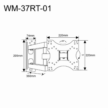 TV muurbeugel (draai- en kantelbaar) - 17"-37" - (<40KG)