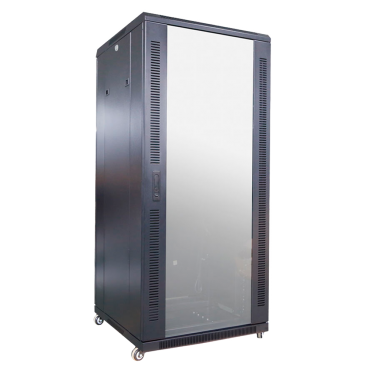 Rack floor cabinet - Up to 27U rack of 19"(600*600) - Up to 800 kg load - With ventilation and cable passage - 2 fans, 2 trays and PDUs 6 sockets - Supplied assembled