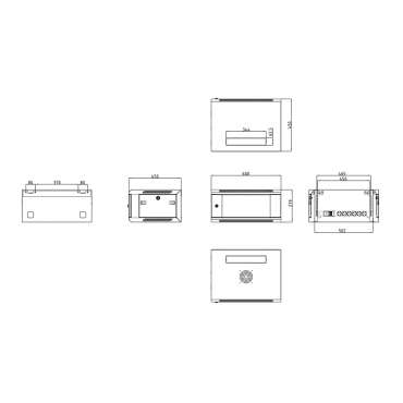 Rack cabinet for wall - Up to 6U rack of 19" - Up to 60 kg load - With ventilation and cable passage - Ventilator and tray included - Multiple connector of 6 power points included