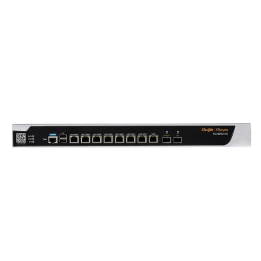 Ruijie Router Cloud - 8 GE+ Ports 1 Gigabit SFP + 1 SFP+ 10Gigabit - Router + Firewall Functions - Supports up to 9 WAN for failover or balancing - Up to 2500 Mbps bandwidth - Up to 2000 recommended users