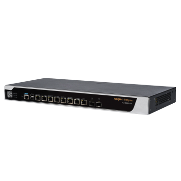 Ruijie Router Cloud - 8 GE+ Ports 1 Gigabit SFP + 1 SFP+ 10Gigabit - Router + Firewall Functions - Supports up to 9 WAN for failover or balancing - Up to 2500 Mbps bandwidth - Up to 2000 recommended users