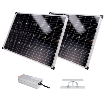 Autonomous power system for CCTV - 2x 150W solar panel - LiFePo4 battery 1920Wh (150Ah) 12/24VDC output - Integrated MPPT regulator - Support for anchoring on the mast - RS-485 for communication