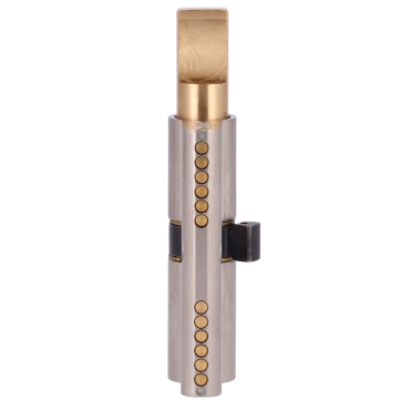 High security double clutch cylinder - Anti-bumping, lock pick, drill and breakage - Suitable for YALE-LINUS-L2 - System of 7 active pins and 2 sensors - Dimensions 35 x 30 mm - Include 2 physical keys