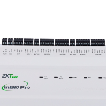 Multi-identification access controller - Facial, fingerprint, card, dynamic QR or PIN - TCP/IP Communication - 4 Wiegand readers | 4 RS485 readers - Relay output for 2 doors - ZKBioCV Software 5 doors/5 APP included